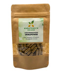Produktverpackung: ImmuPower Kräuterkapseln für Hunde – mit Reishi, Astragalus, heiligem Basilikum, Ashwagandha & Kurkuma (Vorderseite).